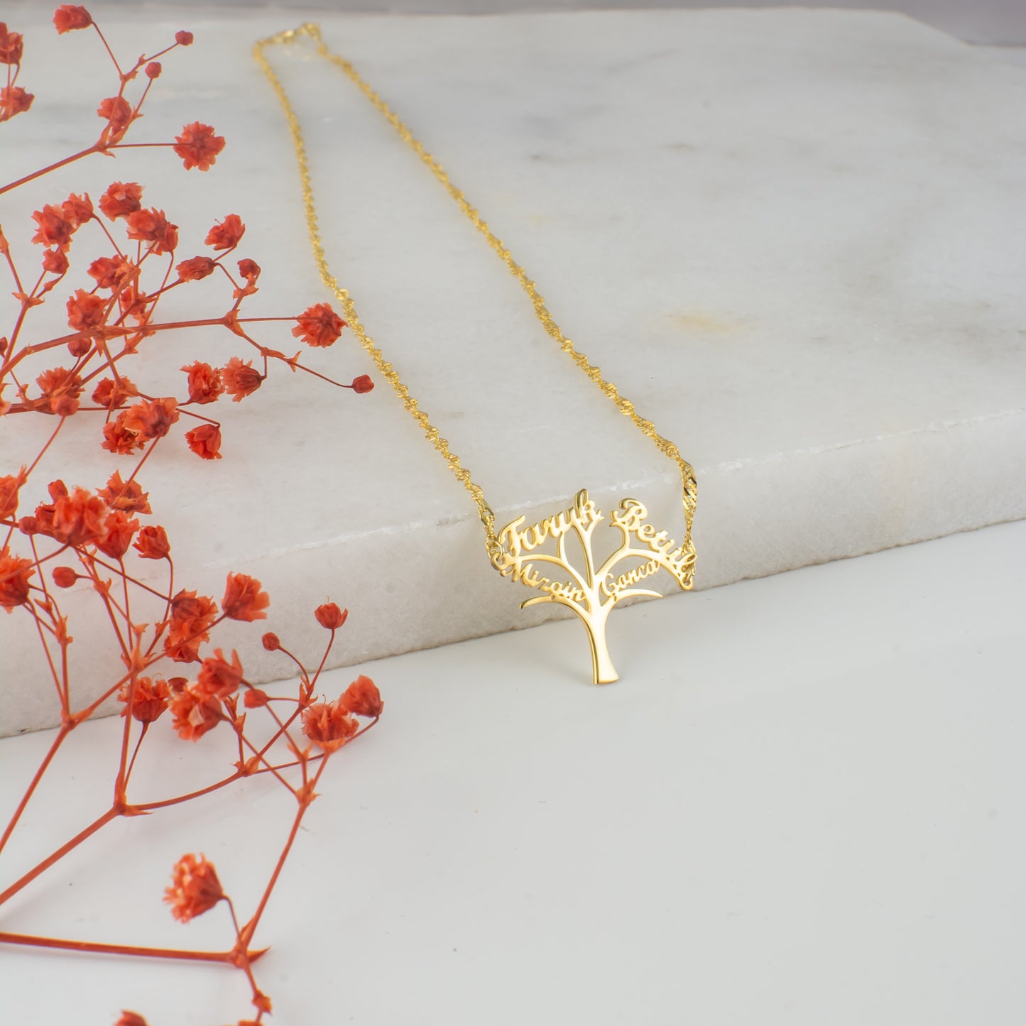 SOY AĞACI KOLYE - BURGU ZİNCİRLİ