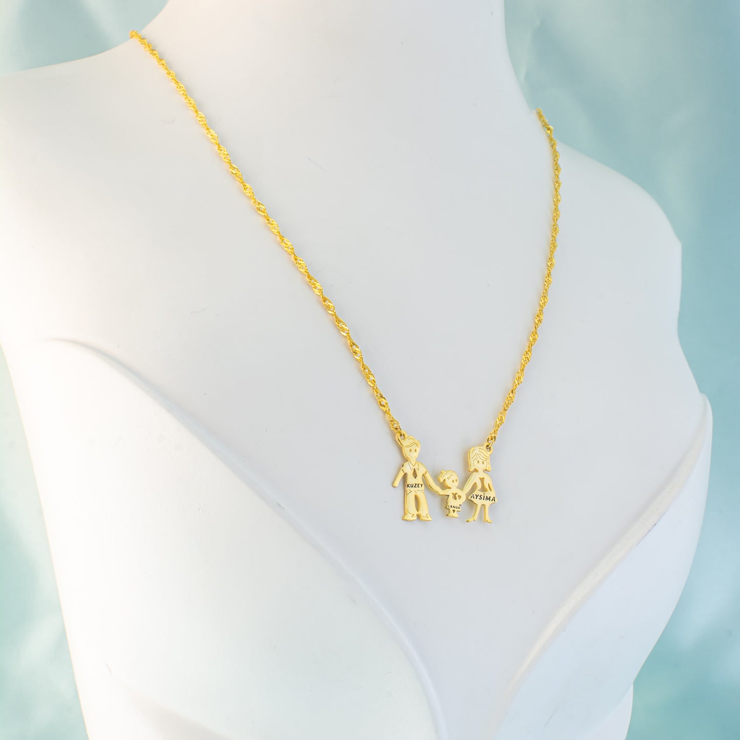 Anne Baba Çocuk Kolye - Burgu Zincirli