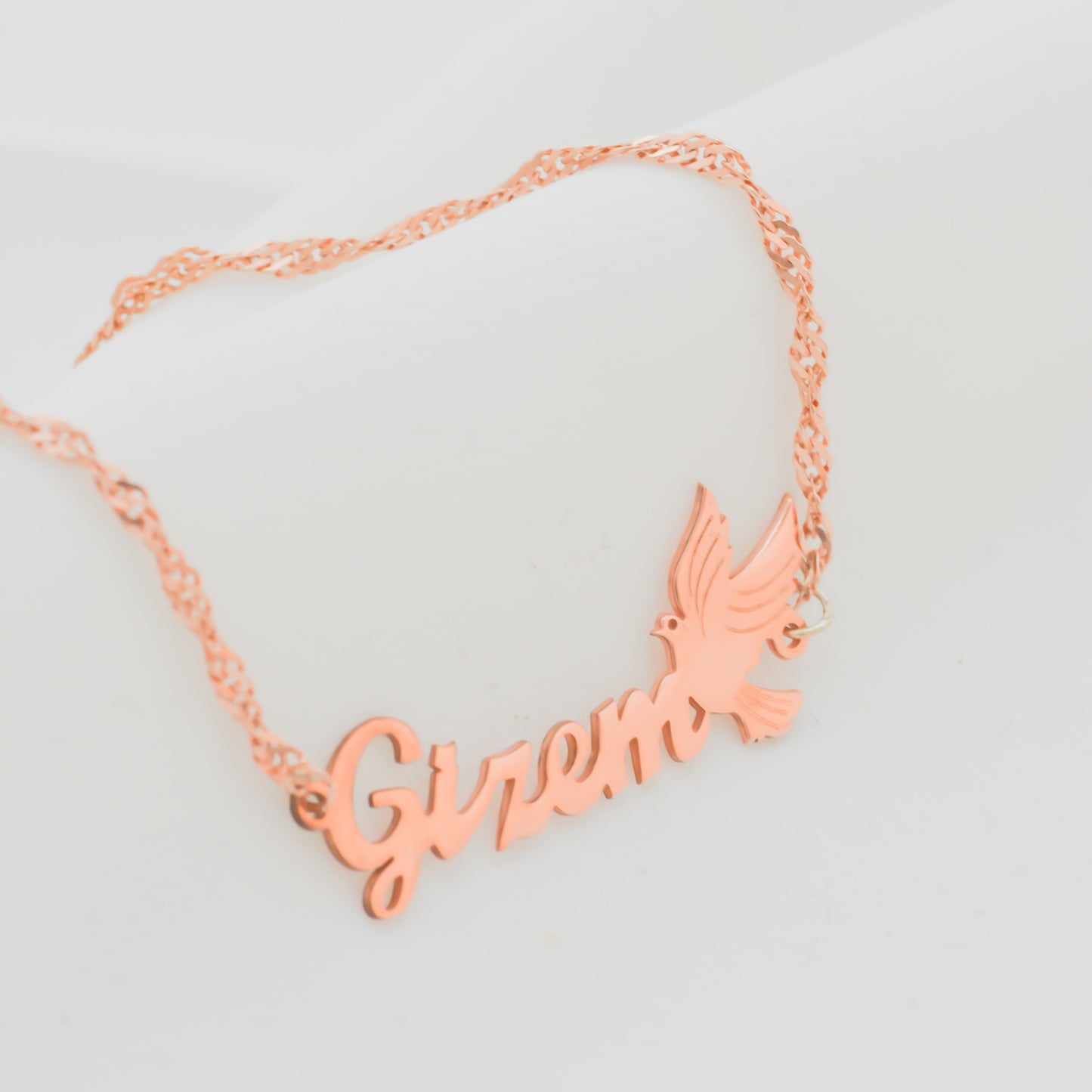 İsimli Güvercin Bileklik - Burgu Zincirli