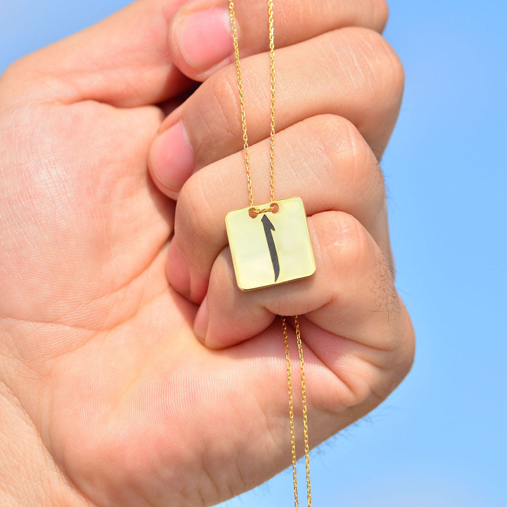 Arapça Harf Madalyon Kolye - Burgu Zincirli