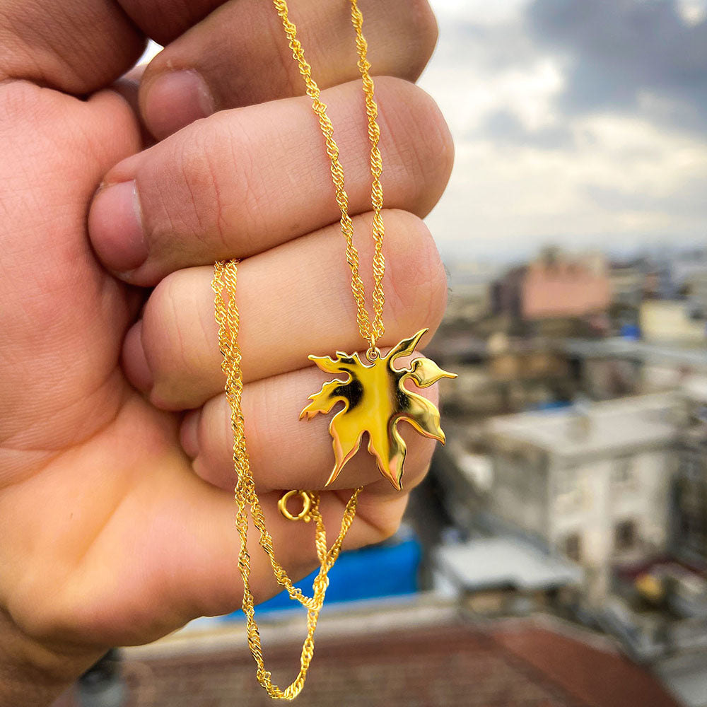 Çınar Yaprağı Kolye - Burgu Zincirli