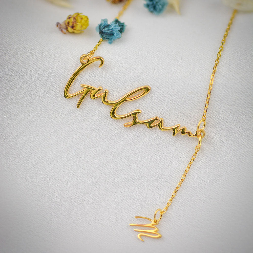 El Yazısı İsimli Sallanan Harf Kolye - Forse Zincirli