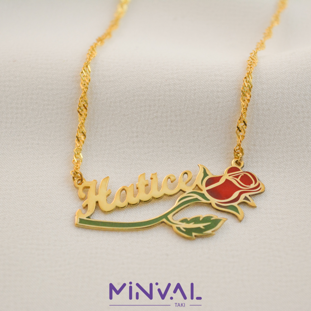 Gül İsimli Kolye - Burgu Zincirli