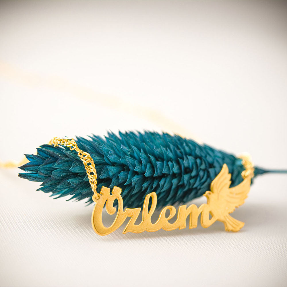 Güvercin İsimli Kolye - Burgu Zincirli