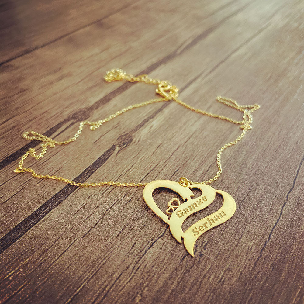 İç İçe Kalpli Kolye - Forse Zincirli