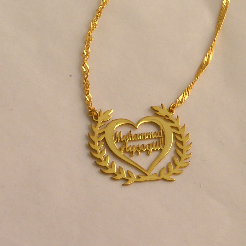 İçi Kalpli Kolye - Burgu Zincirli