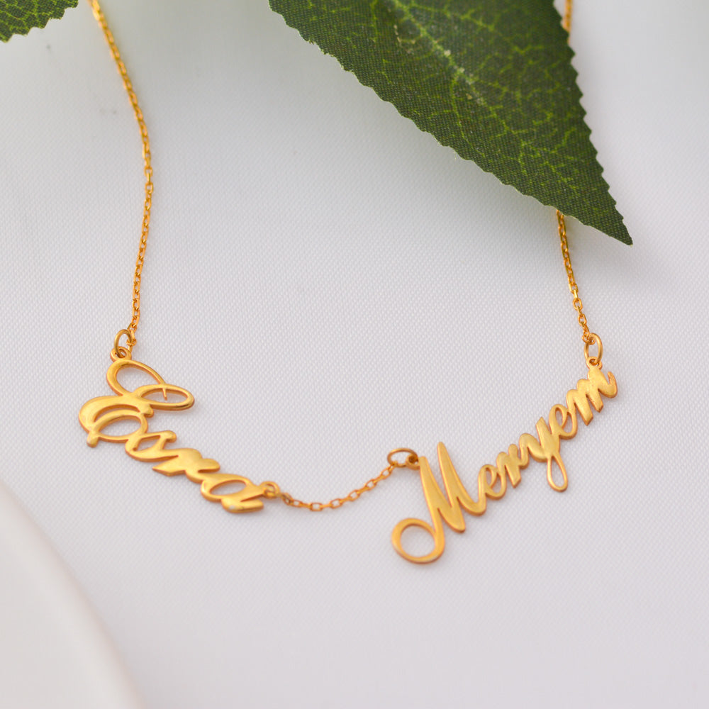 İki İsimli El Yazısı Kolye - Forse Zincirli
