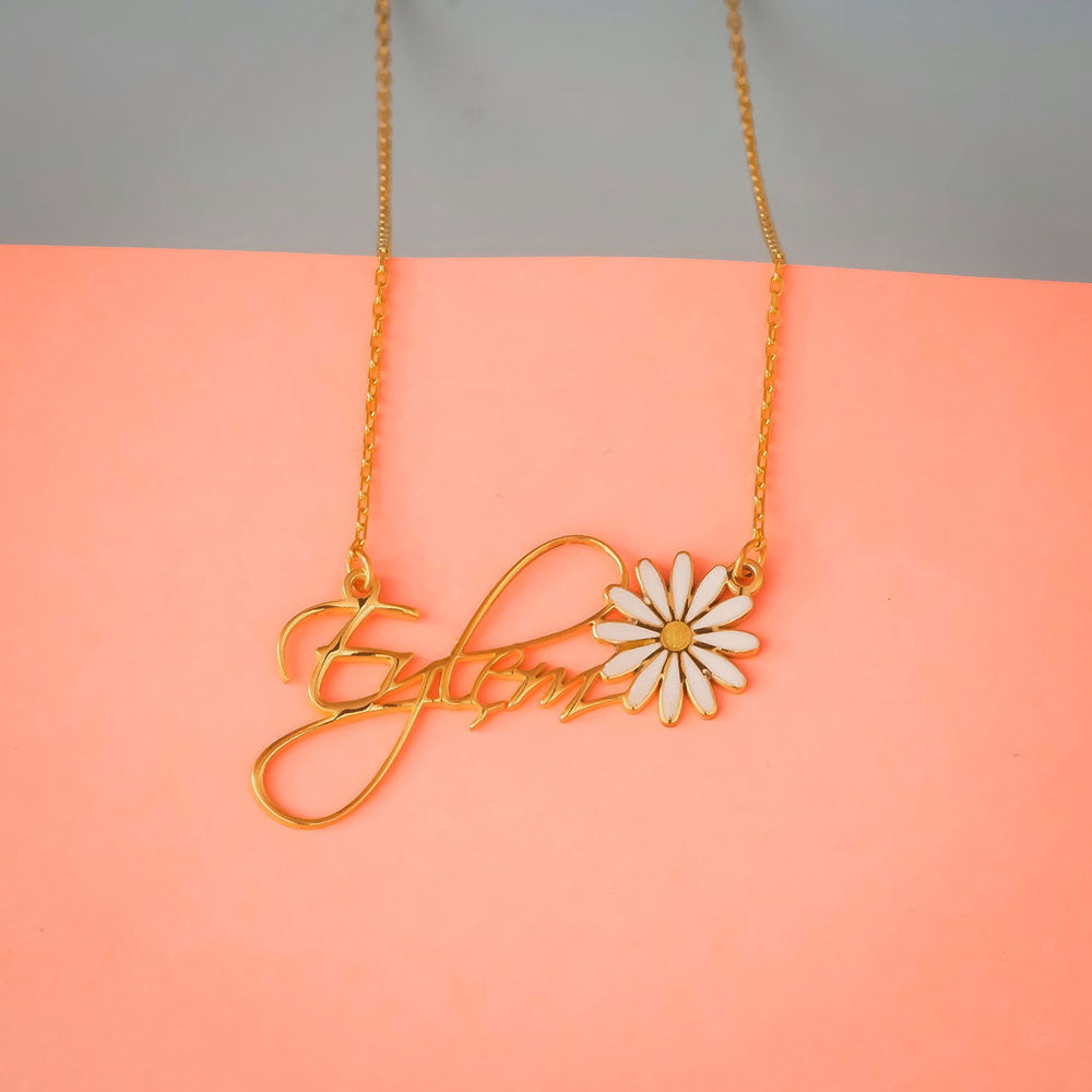 İnce Yapraklı El Yazısı Papatya Kolye - Forse Zincirli