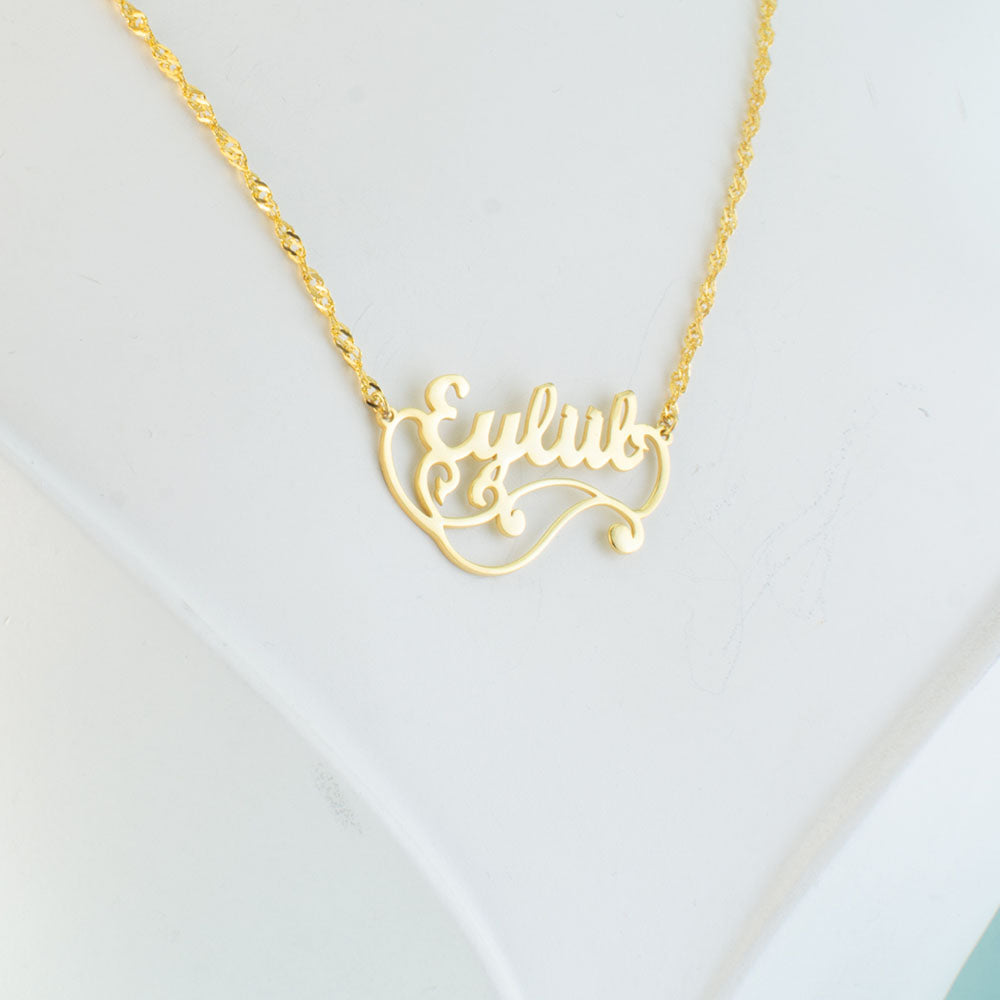 İsimli Dal Kolye - Burgu Zincirli