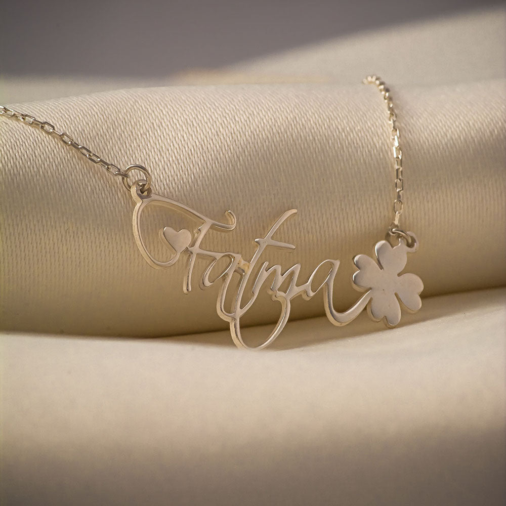 İsimli El Yazılı Yonca Kolye - Forse Zincirli