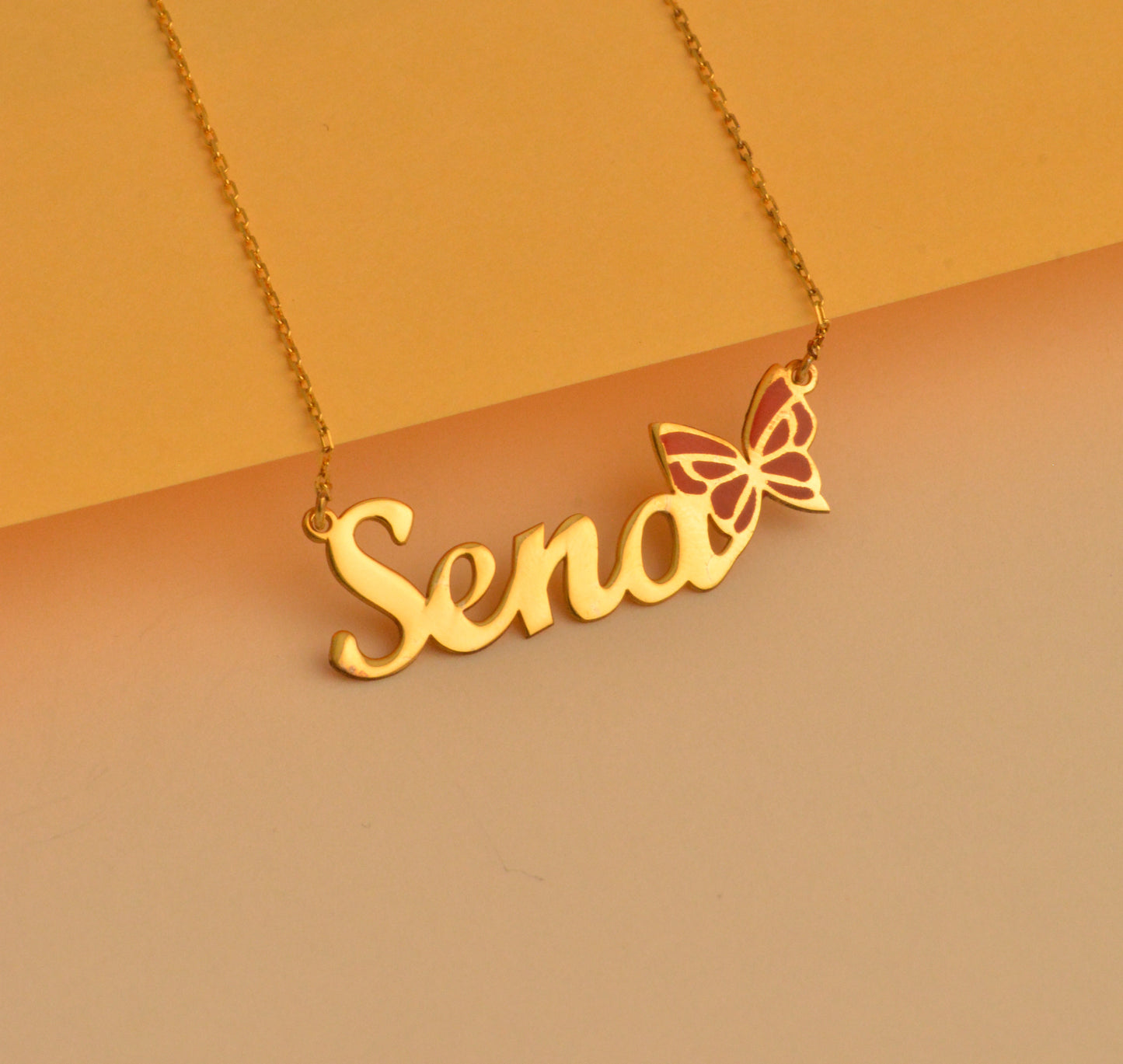 İsimli Kırmızı Kelebek Kolye - Forse Zincirli