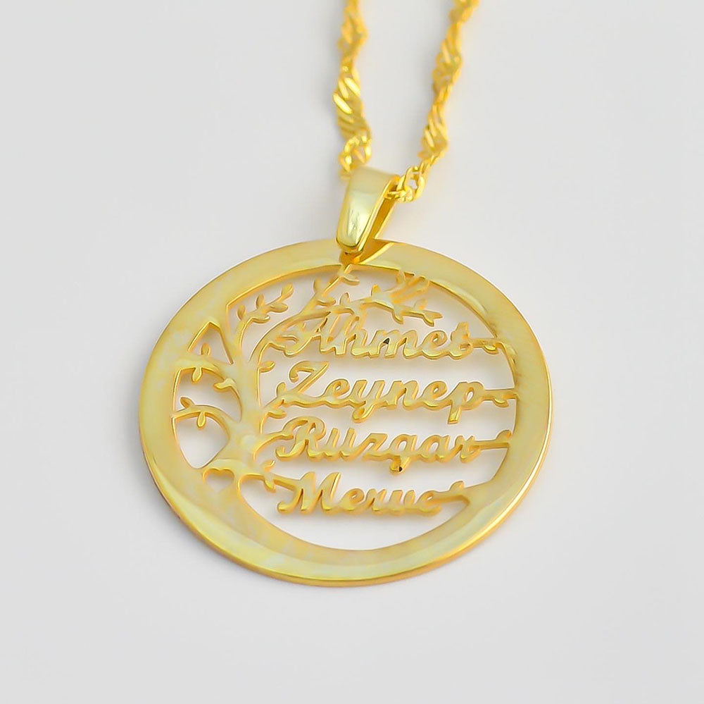 Madalyon Hayat Ağacı Kolye - Burgu Zincirli