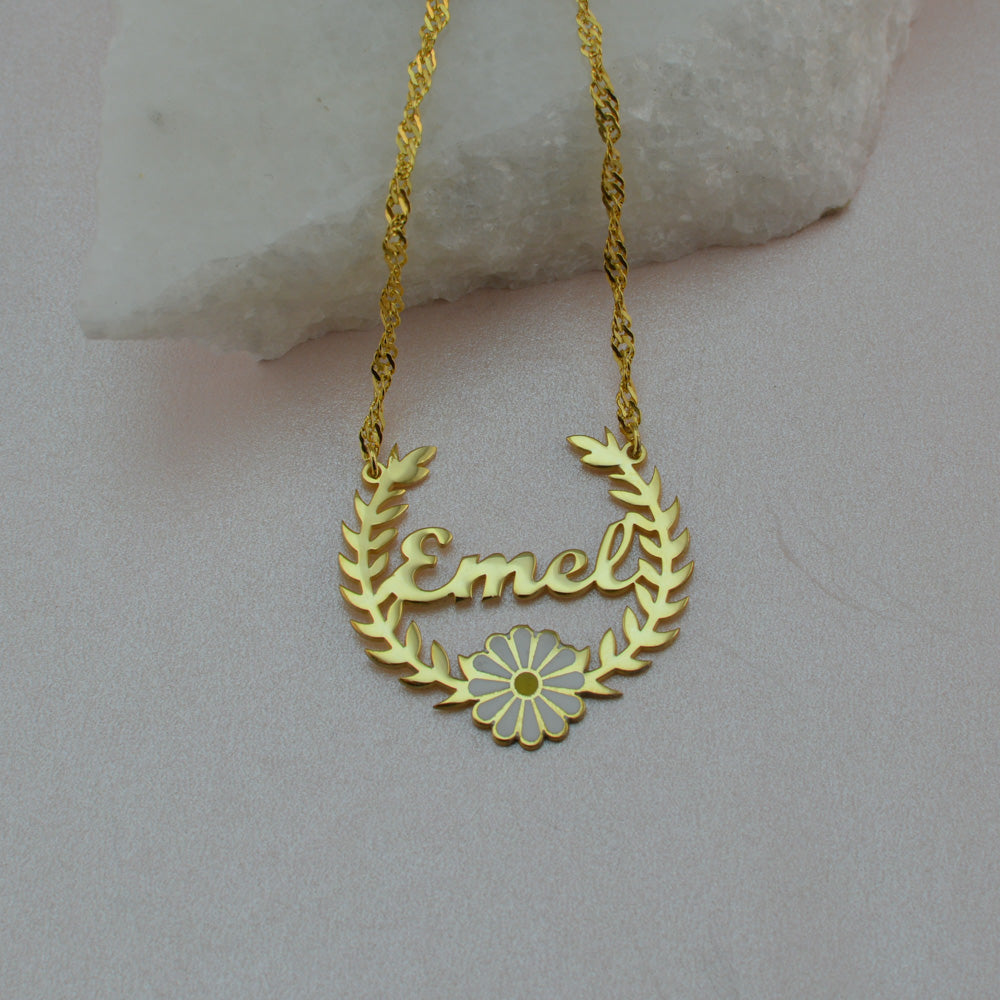 Papatyalı Taç Kolye - Burgu Zincirli