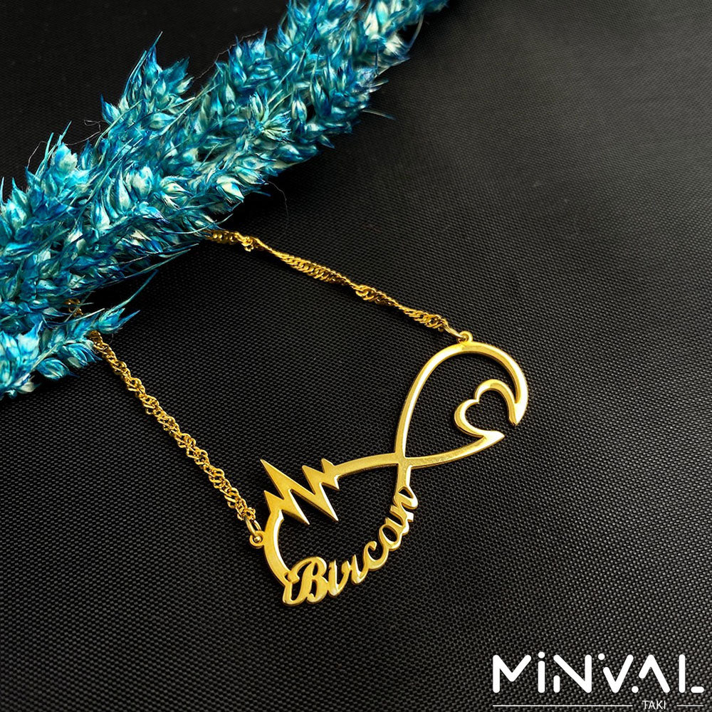 Ritim Kalp Sonsuzluk Kolye - Burgu Zincirli