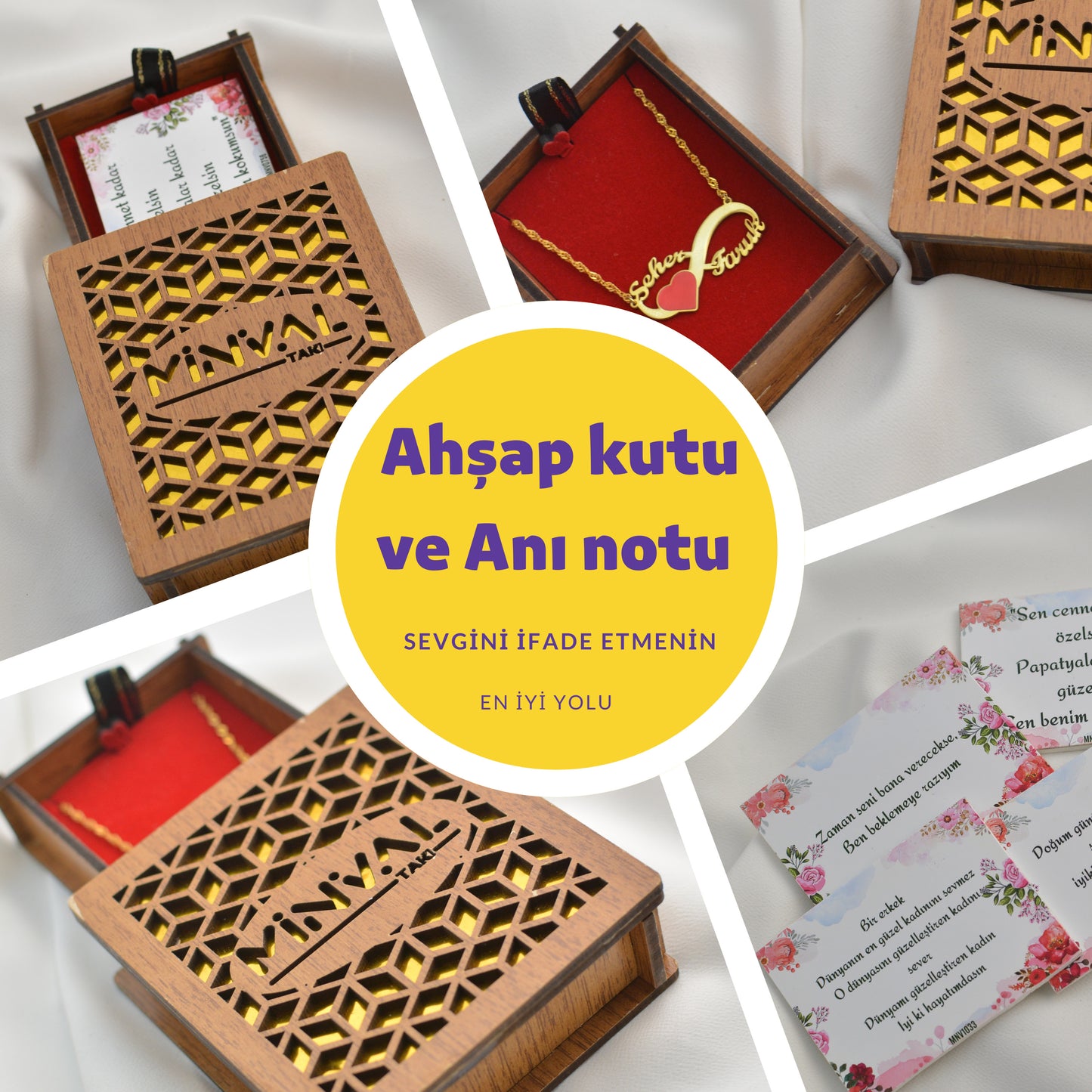 Ahşap Hediye Takı Kutusu & Anı Notu